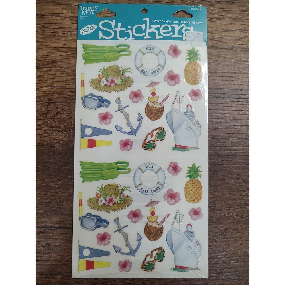 NOS Frances Meyer CRUISE Stickers TRAVEL VACATION Scrapbook Embellishments Vtg